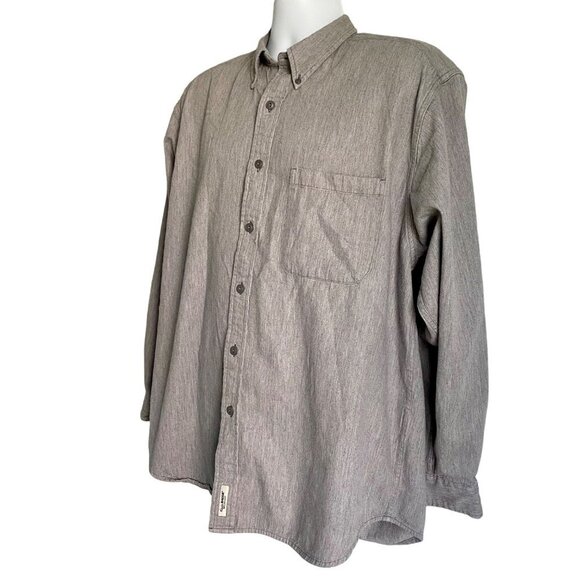 Eddie Bauer Long Sleeve Button Down Shirt Grey Cotton Men's Large - Picture 4 of 8